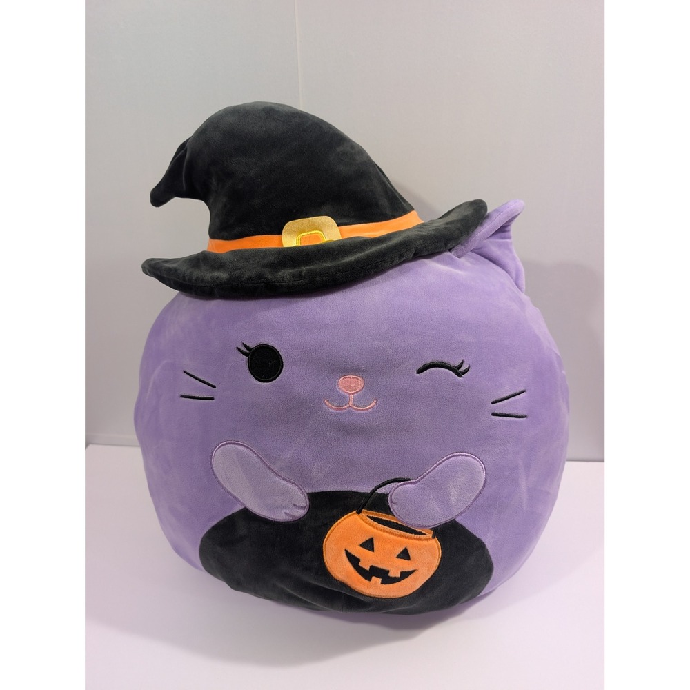 Squishmallows 20 Inch Autumn Purple Cat Witch Hat Halloween Plush Spooky Pumpkin